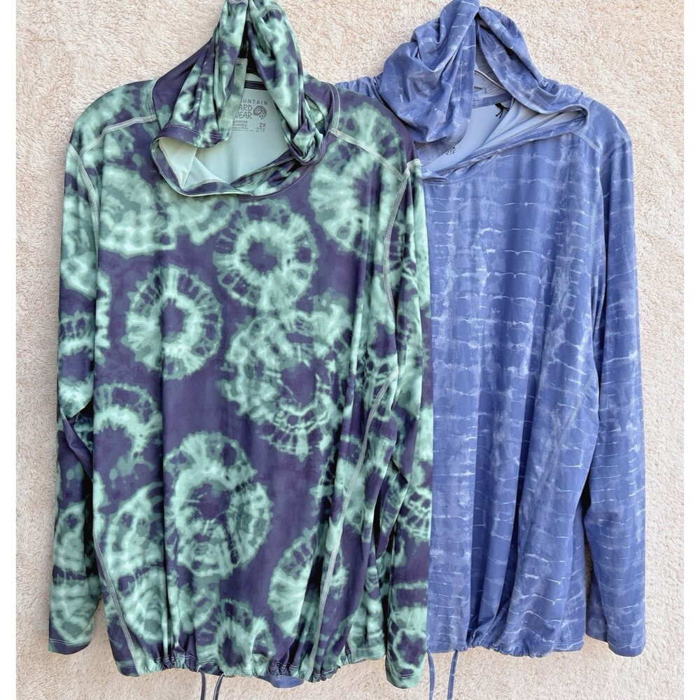Mountain Hardwear Crater Lake Hoodie Lot 2 Womens 2X UPF 50 Hiking Sun Shirt